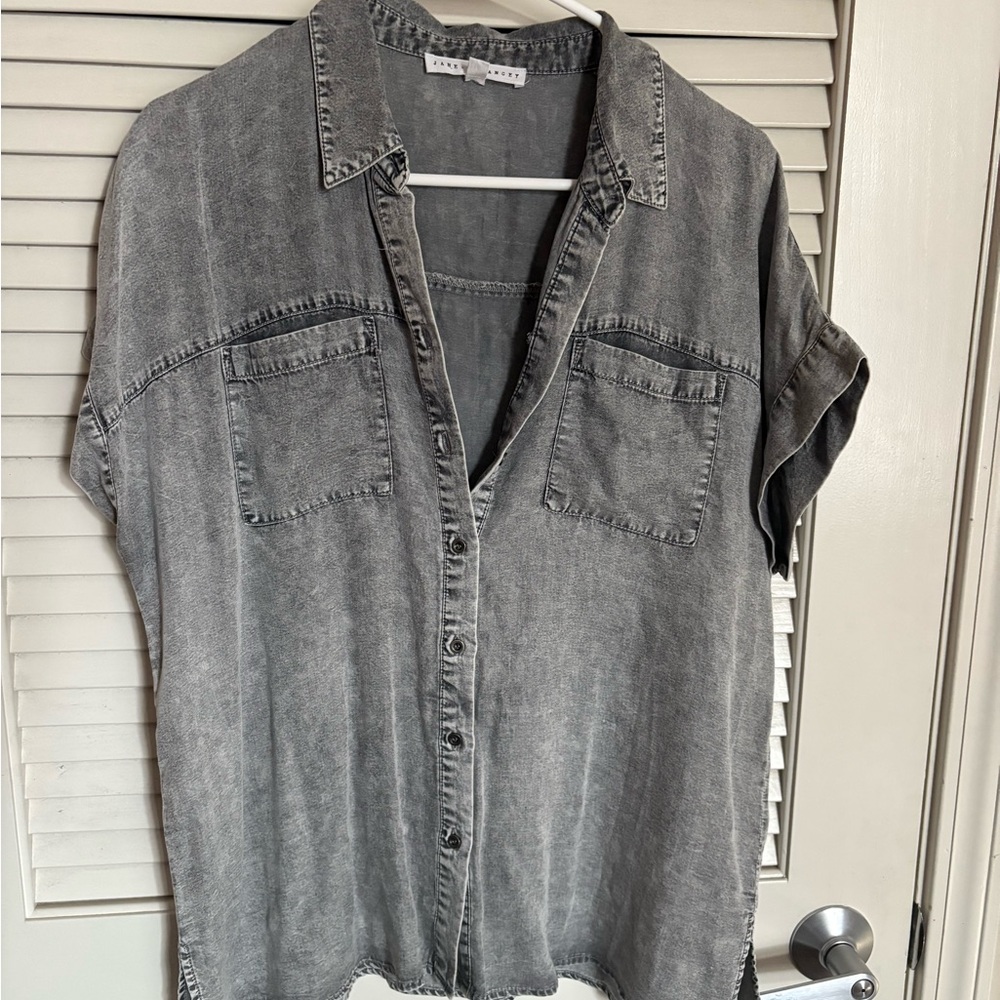 Casual Gray Denim Blouse